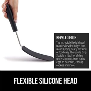 Gorilla Grip Silicone Nonstick Spatula, Heat Resistant, Soft Touch Slip Resistant Rubber Handle, BPA Free Nonscratch Kitchen Cooking Flipper, Mixing Spoon, Stainless Steel Spatulas, 11.6 In, Black