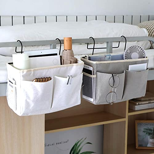 JSJSYO Bedside Storage Organizer Hanging Storage Basket Multi-function Organizer Caddy for Headboards Bed Rails Bunk Beds Hospital Bed Rooms Home College Dorm (lightgrey)