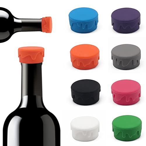 BOHAIPAN 8PCS Wine Stoppers, Reusable Silicone Wine Corks, Silicone Wine Bottle Stopper, Glass Corks Beverages Beer Champagne Bottles for Corks to Keep Wine Fresh