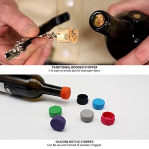 BOHAIPAN 8PCS Wine Stoppers, Reusable Silicone Wine Corks, Silicone Wine Bottle Stopper, Glass Corks Beverages Beer Champagne Bottles for Corks to Keep Wine Fresh