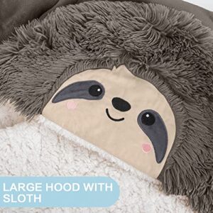 Sloth Wearable Hooded Blanket for Adults - Super Soft Warm Cozy Plush Flannel Fleece & Sherpa Hoodie Throw Cloak Wrap - Sloth Gifts for Women Adults and Kids