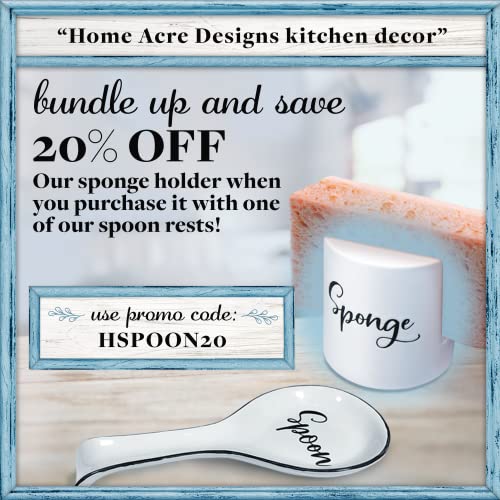 Home Acre Designs Spoon Rest For Kitchen Counter & Stove Top - White Ceramic Spoon Holder for Cooking & Counter Protection - Essential Kitchen Gadgets - White Farmhouse