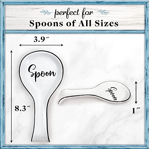 Home Acre Designs Spoon Rest For Kitchen Counter & Stove Top - White Ceramic Spoon Holder for Cooking & Counter Protection - Essential Kitchen Gadgets - White Farmhouse