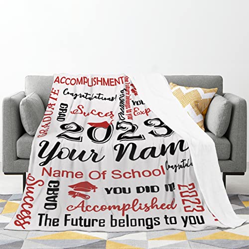 Custom Blanket Graduation Gifts Class of 2023 Graduation Decorations, Personalized Name Cool Graduation Gifts Blanket, Custom Throw Blanket Graduation Gifts for Him and Her 40x50 Inch
