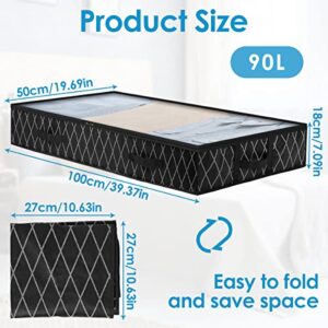 Under Bed Storage Bags Large Capacity Underbed Clothing Organizer with Clear Cover and Reinforced Handles Foldable Underbed Storage Bins Durable Organizer for Clothes Blankets Bedding