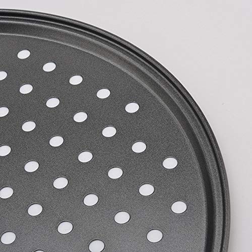 Pizza Pan With Holes, 2 Pack Carbon Steel Perforated Non-Stick Tray Tool Crispy 12inch Round for Home Kitchen