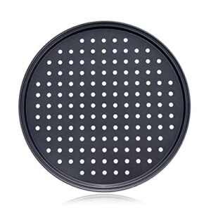 Pizza Pan With Holes, 2 Pack Carbon Steel Perforated Non-Stick Tray Tool Crispy 12inch Round for Home Kitchen