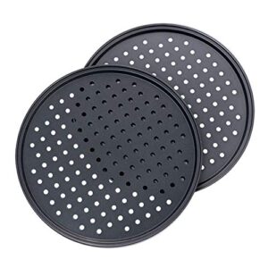 Pizza Pan With Holes, 2 Pack Carbon Steel Perforated Non-Stick Tray Tool Crispy 12inch Round for Home Kitchen