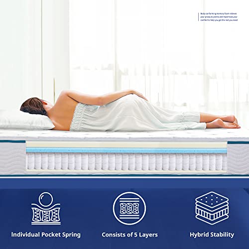 Olee Sleep 10 Inch Skyline Gel Infused Memory Foam InnerSpring Mattress, Mattress In a Box, CertiPUR-US Certified, Queen