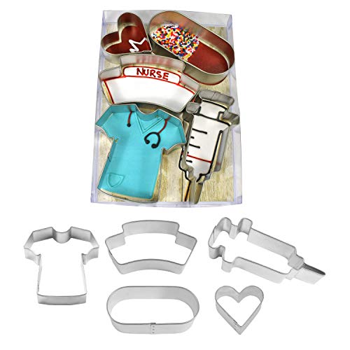 R & M International Nurse Cookie Cutter Set of 5, One Size, Silver