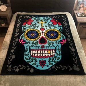 HIPFREE Sugar Skull Blanket - Day of The Dead Blanket 50" x 60" - Soft Throw Blanket for Couch Super Cozy Blanket for All Seasons - Sugar Skull Gifts for Women & Men