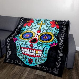 HIPFREE Sugar Skull Blanket - Day of The Dead Blanket 50" x 60" - Soft Throw Blanket for Couch Super Cozy Blanket for All Seasons - Sugar Skull Gifts for Women & Men