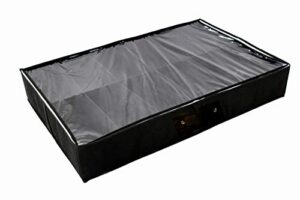 benizza under bed shoe and clothes storage organizer - customizable & adjustable dividers, perfect container for under bed or closets, sturdy sides and bottom, large shoes, kids men women (black)