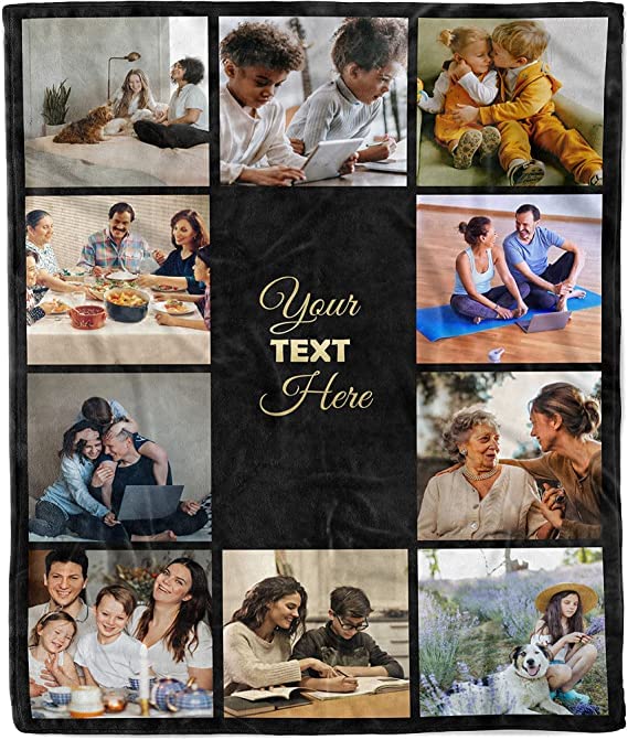 Taka Deal Customized Photo Blanket - Collage Blanket with Text. Make Your Own Fleece Throw Blanket. Gift for Valentine, Anniversary & Birthday. (Photo Blanket 28, 60"X80")