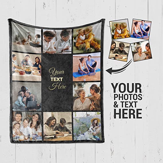 Taka Deal Customized Photo Blanket - Collage Blanket with Text. Make Your Own Fleece Throw Blanket. Gift for Valentine, Anniversary & Birthday. (Photo Blanket 28, 60"X80")