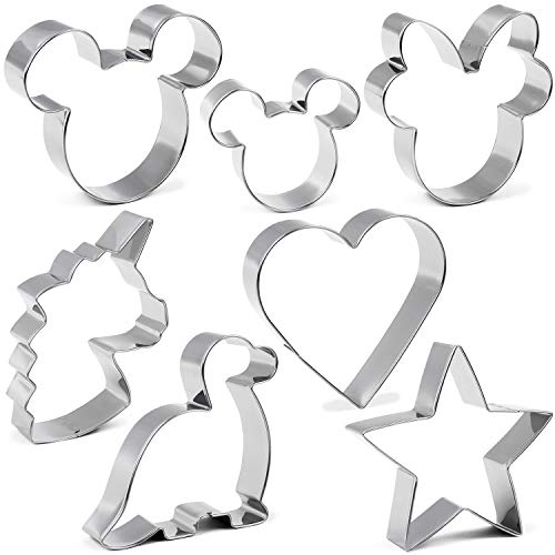 Cookie Cutter for Kids,Mouse Unicorn Dinosaur Heart Star Shapes Stainless Steel Cookie Cutters Mold for Cakes,Biscuits and Sandwiches