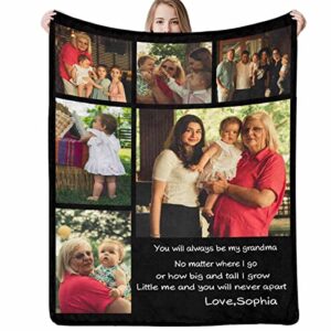 m yescustom custom blanket memorial gift with photo text personalized flannel throw blanket gift for grandpa grandma friends family couples on birthday christmas anniversary - 4 sizes