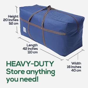 Large Blue Duffel Storage Bag - Premium-Quality Heavy Duty 600D Polyester Oxford Cloth with Handles and Reinforced Seams - 42" x 16" x 20" Inches (110 x 40 x 52 Centimeters)