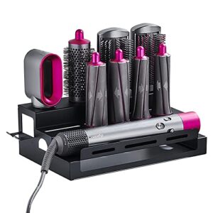 nuscen 8holds wall mount holder for dyson airwrap styler,supersonic hair dryer,3 layers with hook organizer storage shelf corrosion-resistant stainless steel for curling iron wand barrels brushes