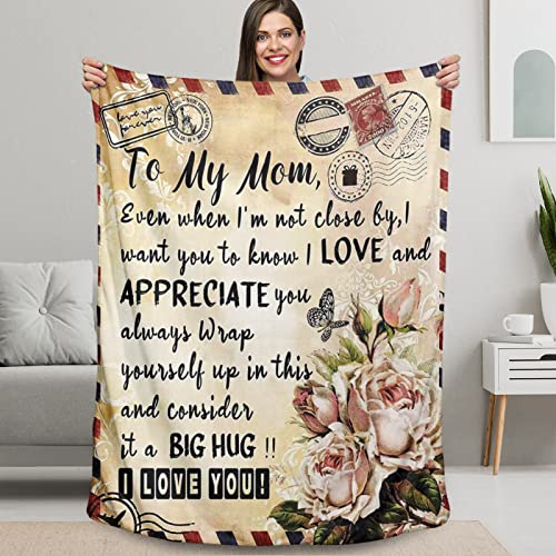 Gifts for Mom Throw Blanket, Birthday Mom Gifts for Mom from Daughter Son, to My Mon Gifts Love Mail Letter Blankets for Couch 50"X60" Pattern 16