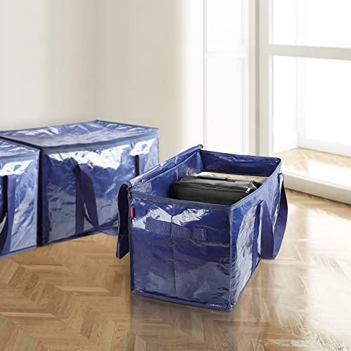 YOOFAN Extra Large Moving Bags – Heavy Duty Packing Bags with Zipper & Carry Handles for Space Saving, Packing, Moving & Storage, College, Dorm, Blue, 2 Pack