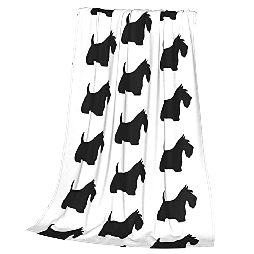 Annalice Scottish Terrier Silhouette Black Scottie Dog Flannel Fleece Blanket Ultra-Soft Fluffy Warm Throw Blanket for Couch Bed All Seasons Suitable for Women, Men, Black Scottie Dog, 80x60 Inches