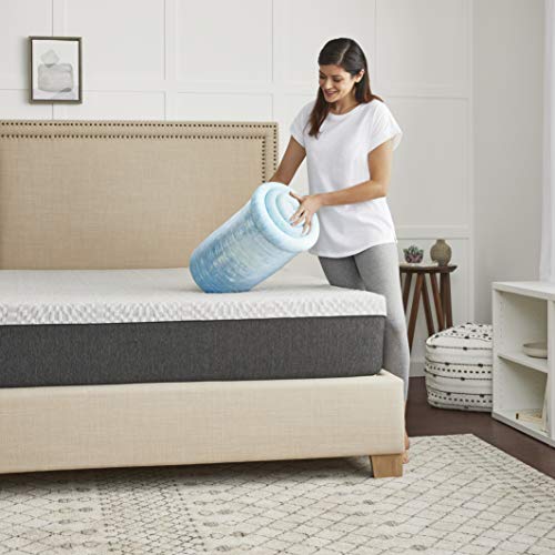 4'' SealyChill??? Gel + Comfort Memory Foam Mattress Topper King, White & Molded Memory Foam Pillow, 16 inches x 24 inches x 5. 75 inches, White, Grey