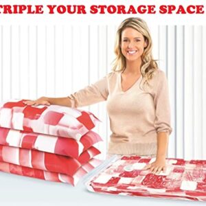 Jumbo Space Saver Vacuum Storage bags - [BONUS] Free travel Vaccum hand pump. - Jumbo Size Vacuum Sealer Bags for Clothes - Excellent for long term storage or saving extra space while traveling or moving. (6 bags)