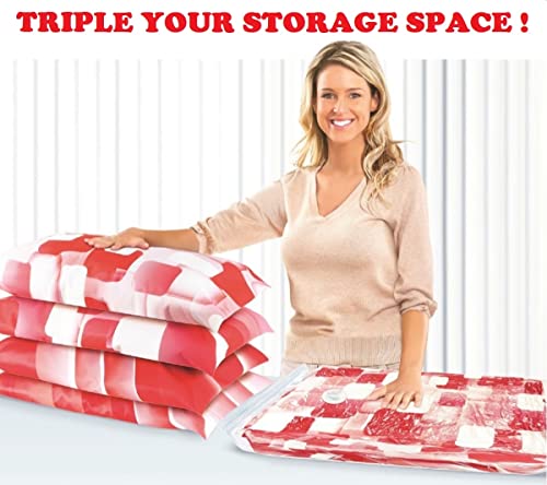 Jumbo Space Saver Vacuum Storage bags - [BONUS] Free travel Vaccum hand pump. - Jumbo Size Vacuum Sealer Bags for Clothes - Excellent for long term storage or saving extra space while traveling or moving. (6 bags)