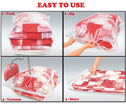 Jumbo Space Saver Vacuum Storage bags - [BONUS] Free travel Vaccum hand pump. - Jumbo Size Vacuum Sealer Bags for Clothes - Excellent for long term storage or saving extra space while traveling or moving. (6 bags)