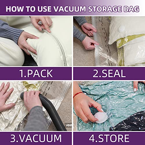 XUTAI Vacuum Storage Bags, Space Saver Bags 12 Pack (4 Large/ 4 Medium/4 Small) for comforters and blankets，Clothes，Clothing，Travel，Luggage，Bedding,Vacuum Seal Bags for Clothes，Hand Pump