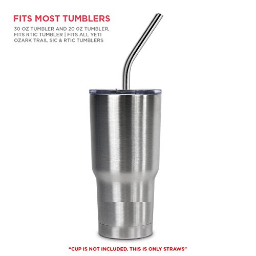 SipWell Extra Long Stainless Steel Drinking Straws Set of 4, Straws for 30 oz Tumbler and 20 0z Tumbler, Fits Simple Modern Tumbler | Fits all Yeti SIC Simple Modern Tumblers, Cleaning Brush Included.