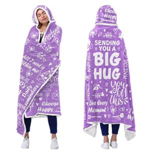 inspirational gifts for women - spring summer soft blanket hoodie - mother 's day gifts for friends mom sister coworker female women her wife - birthday gifts for women - big hug fleece hooded blanket