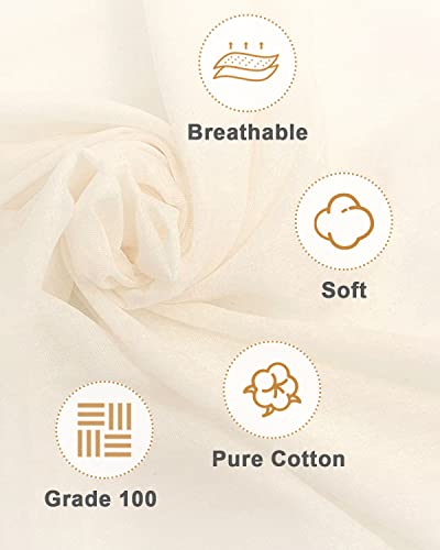 Grade 100 Hemmed Cheesecloth, 10 Pieces 100% Unbleached Cotton 20 x 20 Inches Cheese Cloths, Perfect for Straining, Filtering, Canning, Crafting, Covering and Polishing