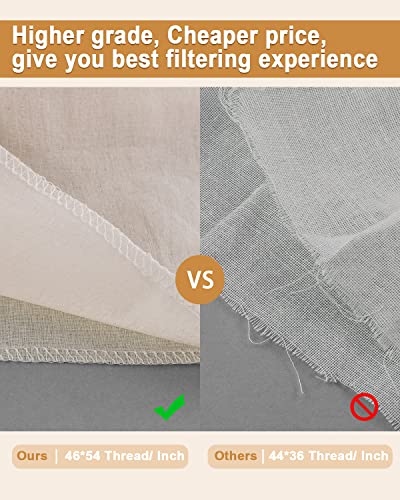 Grade 100 Hemmed Cheesecloth, 10 Pieces 100% Unbleached Cotton 20 x 20 Inches Cheese Cloths, Perfect for Straining, Filtering, Canning, Crafting, Covering and Polishing