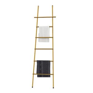 6-tier wall-leaning ladder towel racks with suction cup,quilts rack towel drying and display rack,metal blanket rack multipurpose organizer rack for bathroom laundry room,gold