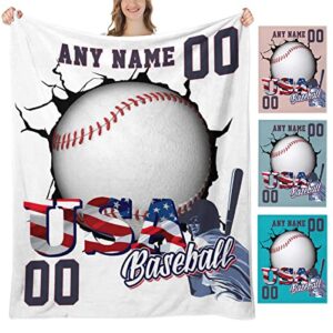 baseball blanket personalized name blanket for kids adults custom baseball blankets with name sports customized throw blanket for boys mens gifts 30"*40"