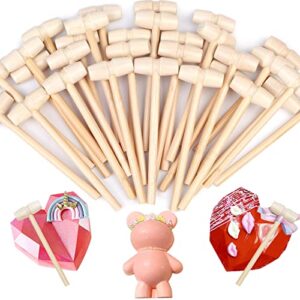 caffox wooden hammer for chocolate, 30pcs wooden mallets breakable heart hammer for chocolate heart, crafts and party game props