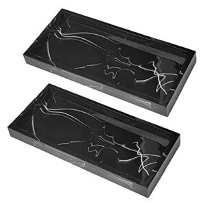 2 pack resin bathroom vanity trays toilet tank storage trays bathtub kitchen dresser countertop organizer for candles soap towel perfume holder jewelry ring mini plant home decor(black)