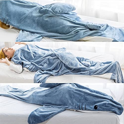 Mekomy Shark Blanket Adult, Shark Blanket Super Soft Cozy Flannel Hoodie, Shark Wearable Blanket, Shark Blanket Hoodie Sleeping Bag (67inx27.5in(L))