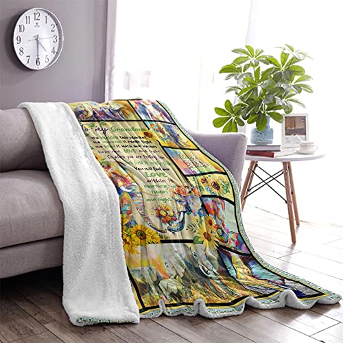 Onecmore Grandma Gifts Throw Blanket Grandma Christmas Birthday Gifts, Gifts for Grandma,Best Great Grandma Gifts,Nana Mothers Day Flannel Bed Sofa Blanket,Sunflower Elephant Throw Blanke