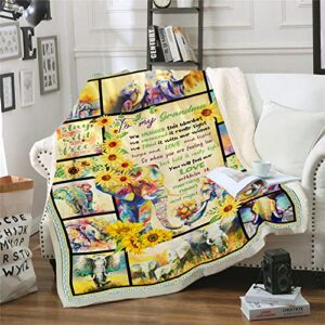 Onecmore Grandma Gifts Throw Blanket Grandma Christmas Birthday Gifts, Gifts for Grandma,Best Great Grandma Gifts,Nana Mothers Day Flannel Bed Sofa Blanket,Sunflower Elephant Throw Blanke