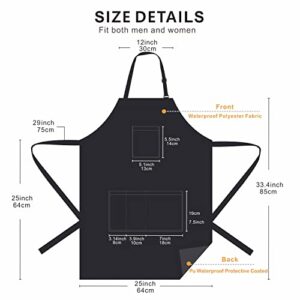 izzycka Hair Stylist Apron - Salon Aprons Pu Waterproof Protective Coated - Bleach Proof Barber Apron for Women/Men with Pockets.for Cosmetologist -Dog Grooming - Dishwashing Apron Black