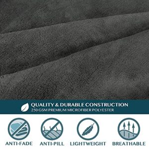 PAVILIA Premium Fleece Blanket with Sleeves for Women Men Adult, Wearable Blanket Warm Cozy, Super Soft Sleeved Throw with Arm, Gift for Women Mom Wife (Charcoal, Regular Pocket)