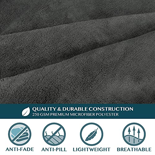 PAVILIA Premium Fleece Blanket with Sleeves for Women Men Adult, Wearable Blanket Warm Cozy, Super Soft Sleeved Throw with Arm, Gift for Women Mom Wife (Charcoal, Regular Pocket)