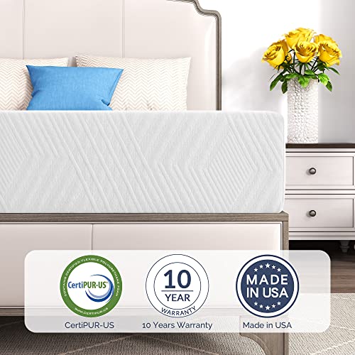 IULULU Twin Mattress, 12-Inch Twin Memory Foam Mattress - Green Tea Gel Infused, Medium-Firm for Cool Sleep and Pressure Relief Bunk Trundle Bed in a Box, CertiPUR-US Certified