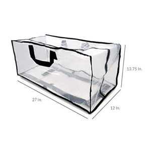 Packing Bags for Moving – 6 Pack Clear Zippered Storage Bags with Handles, Plastic Storage Totes for Clothes, Linens, Pillows, Large Storage Bags for Organizing, Packing - 27x12x13.75