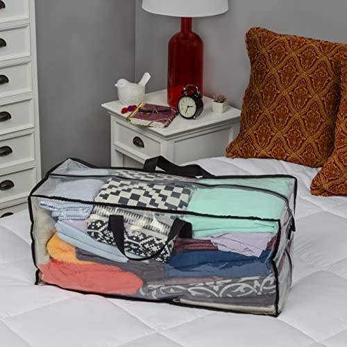 Packing Bags for Moving – 6 Pack Clear Zippered Storage Bags with Handles, Plastic Storage Totes for Clothes, Linens, Pillows, Large Storage Bags for Organizing, Packing - 27x12x13.75