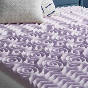 LUCID 3 Inch 5 Zone Lavender Memory Foam Mattress Topper – Plush- Calming Lavender & Premium Hypoallergenic 100% Waterproof Mattress Protector - Universal Fit, Cotton Terry Top, Full