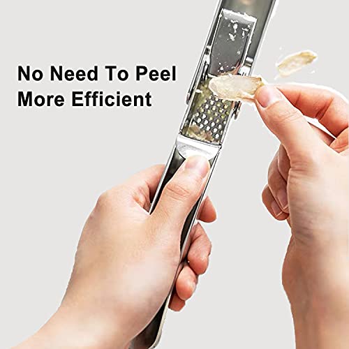 VOVOLY Premium Garlic Press Stainless Steel, No need to Peel Garlic Presser, Heavy Duty Professional Grade Double Lever-Assisted Garlic Mincer with High Capacity Chamber- Easier Clean Garlic Crusher